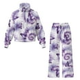thumbnail image 5 of Uorisanigo Women's 2 Piece Outfits Fall Drawstring Pullover Sweatsuits Butterfly Tie Dye Oversized Hoodies Wide Leg Sweatpants Tracksuits Matching Sets Mock Neck Jogging Suit Lounge Wear, 5 of 8