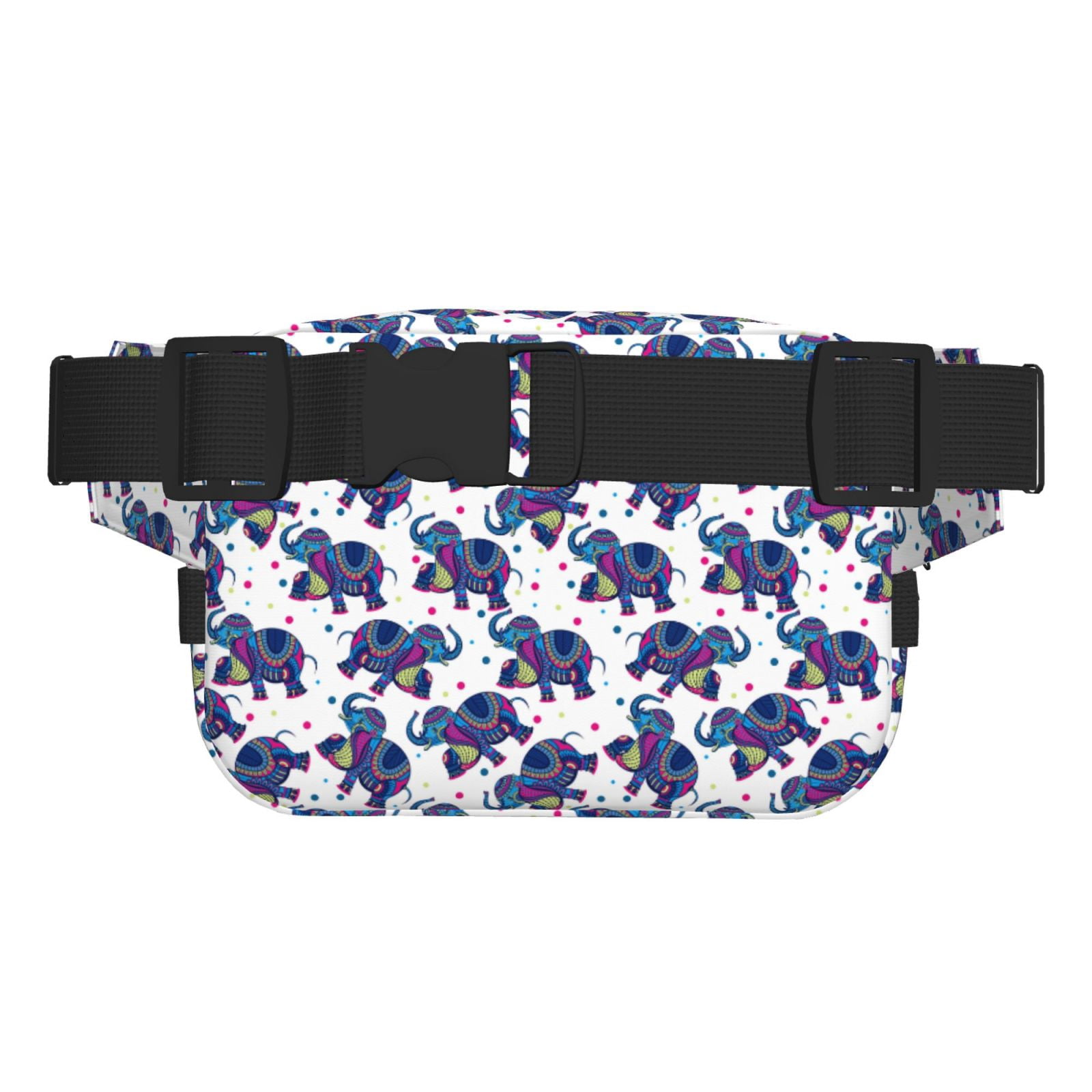 Fuzoiu Boho elephant Print Unisex Square Double Layer Waist Bag,Crossbody Fanny Pack Travel Workout Accessory