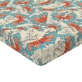 thumbnail image 4 of Ambesonne Nature Boho Fitted Sheet, Art Butterfly Pattern, Full Size, Coral Deep Sky Blue, 4 of 5