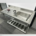 thumbnail image 5 of 47x37x42.5 Inch Utility Sink, Commercial Sink with Cold and Hot Faucet(360°), Outdoor Freestanding Kitchen Sink with Storage Shelf for Outdoor Use, 5 of 16