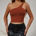 thumbnail image 4 of Dealovy Womens Tank Tops Sleeveless Ribbed Knit Solid Color Slim Fitted 1 Shoulder Crop Going out Tops, 4 of 7