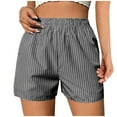 thumbnail image 3 of CLOISE Womens Workout Shorts with Pockets Gray M Summer Fashion Casual Loose Athletic Shorts Elastic Waisted Comfy Striped Running Bermuda Shorts, 3 of 6