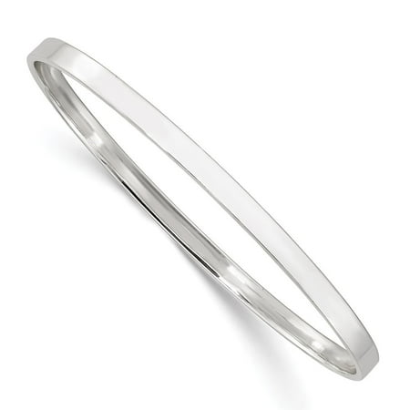 Diamond2Deal 925 Sterling Silver Polished 4mm Slip-on Bangle Bracelet for Women 8"