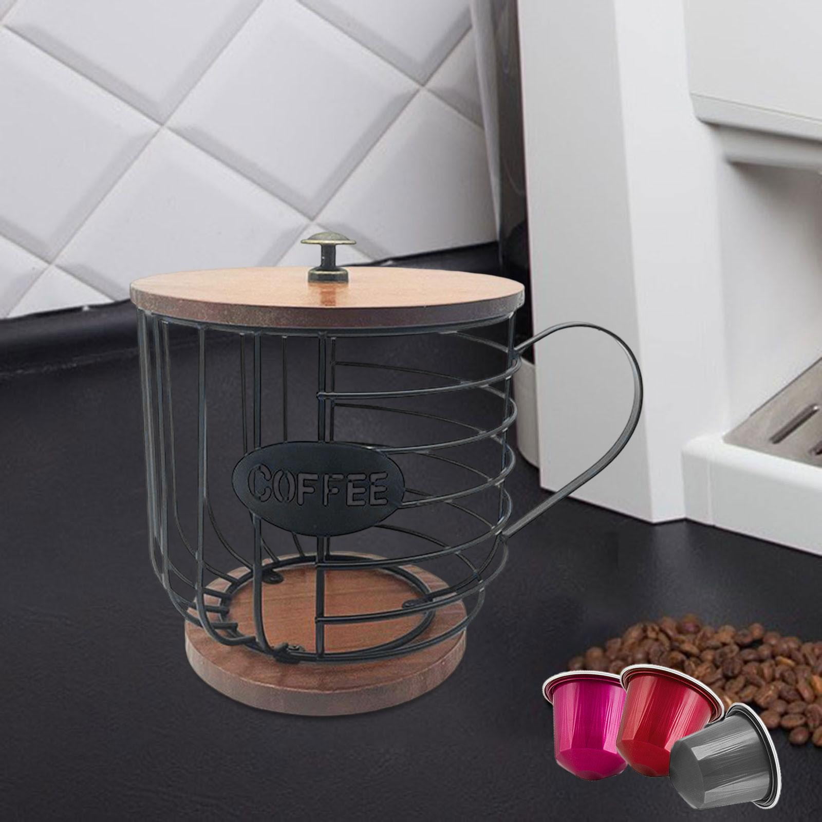 Support Rangement Capsules Café - Métal Noir - 20x18 Cm - Capacité 30+ Capsules - Pour Comptoir, Bureau