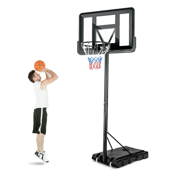 Costway Panier de Basket-Ball Portable Support Réglable en Hauteur W / Roues Arrière Anti-Éclats