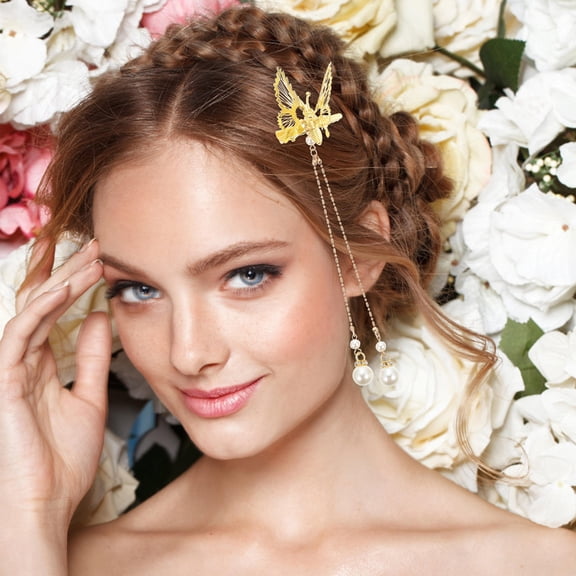 ETEREAUTY Set of 4 Golden Tassel Hair Clips and Barrettes for Stylish, Elegant, and Accessories