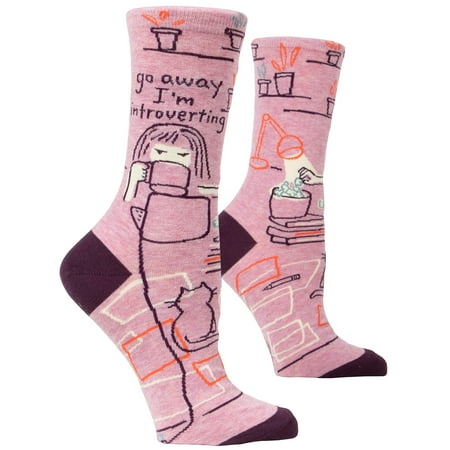 

Blue Q Women s Crew Socks ~ Go Away I m Introverting. (fit shoe size 5-10)