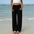 thumbnail image 2 of Women's Soft Nylon Spandex Stretch Pants, Mid-Waisted Tummy Control Wide Leg Fit, With Functional Side Pockets, Running, Walking, Yoga, Workout & Everyday Casual | TruHer,Black XL, 2 of 9