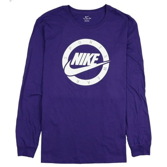 Nike Men's Sportswear Swoosh Logo Long Sleeve Shirt XX-Large Purple White