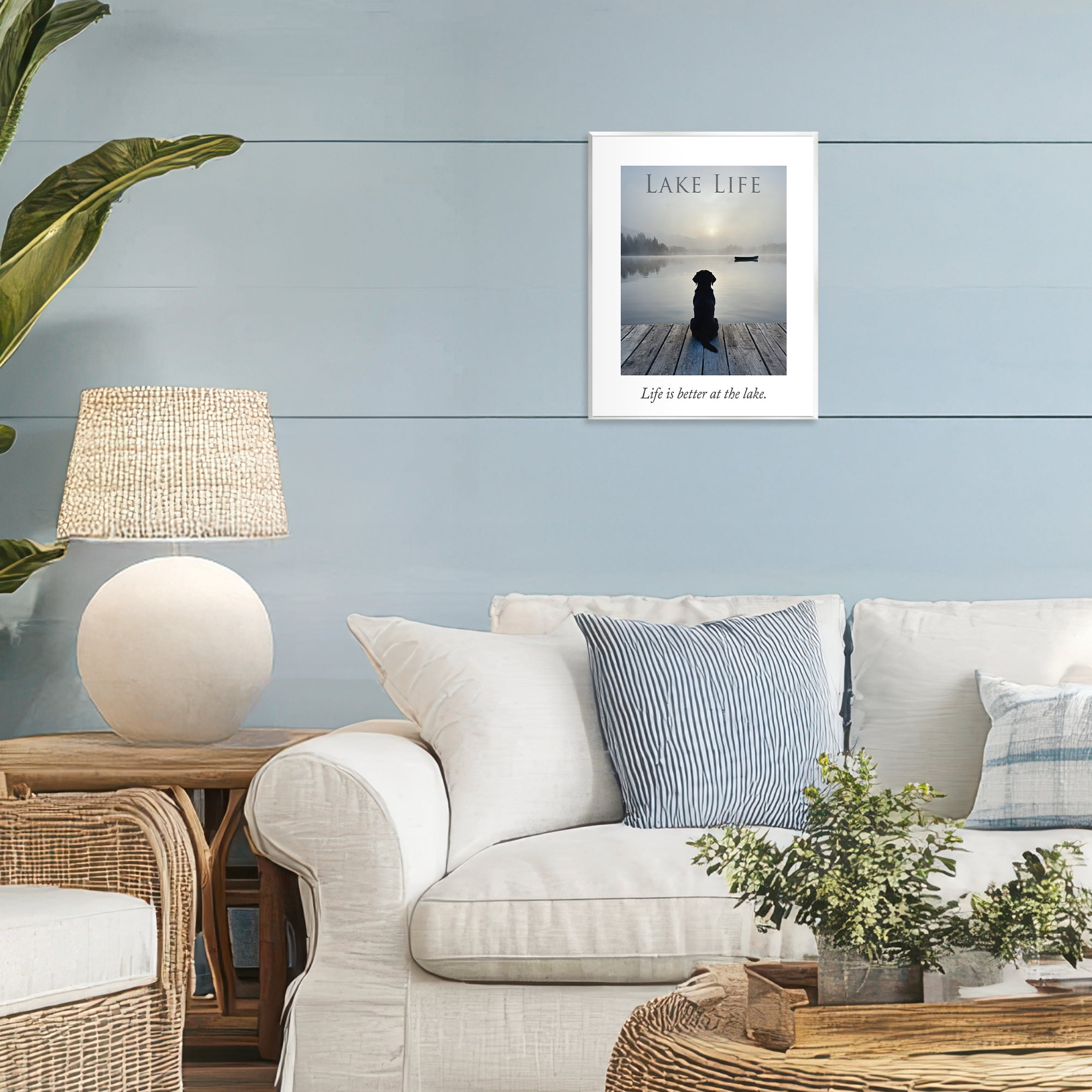 Stupell Industries Lake Life with Dog Wall Plaque Art, design by A Barefoot Stylist