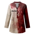 thumbnail image 4 of MHFRRA Camiseta de Halloween para Mujer, Blusa de Cuello En V con Estampado de Manchas de Sangre, Top Informal para Primavera, Verano y Otoño Púrpura, 4 of 4