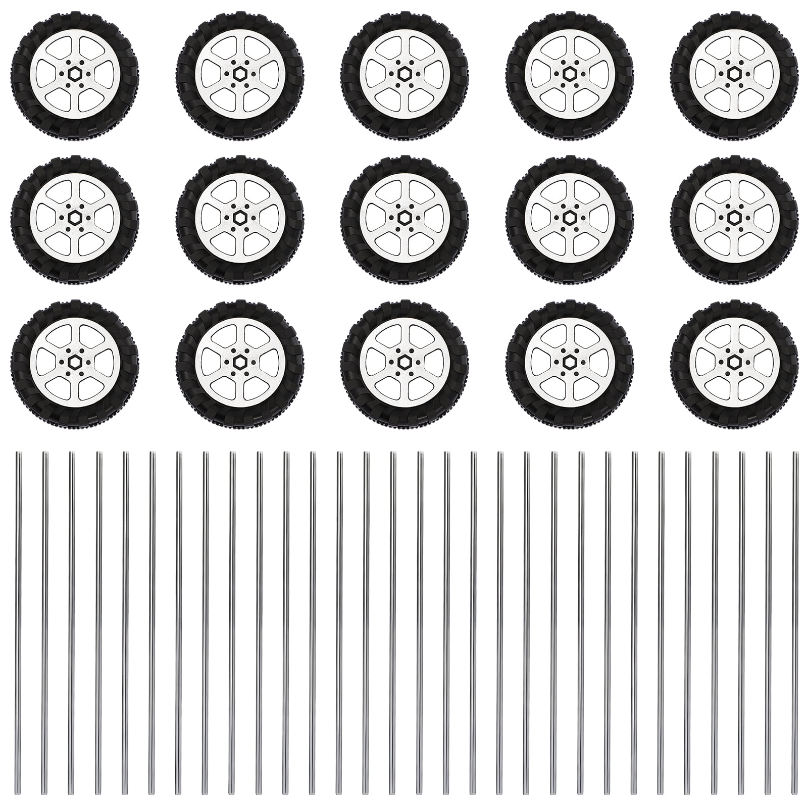 1 Set Toy Car Wheels Axles Plastic Wheels Toys Shaft Round Rod Axles