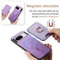 thumbnail image 5 of Case Designed for Google Pixel 7, Classic Business Anti-falling Detachable Magnetic Card Holder Bag Support Car Magnetic Mount with Finger Ring Kicktand Phone Case Cover - Purple, 5 of 7