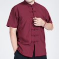 thumbnail image 6 of Abbraccia China Clothes Tang Shirt Short Sleeves Fashionable Wear Uniform Kung Fu Clothing Red, 6 of 6