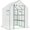 thumbnail image 2 of Outsunny 4.6' x 4.7' Small Portable Walk-In Greenhouse w/ Shelves, White, 2 of 9