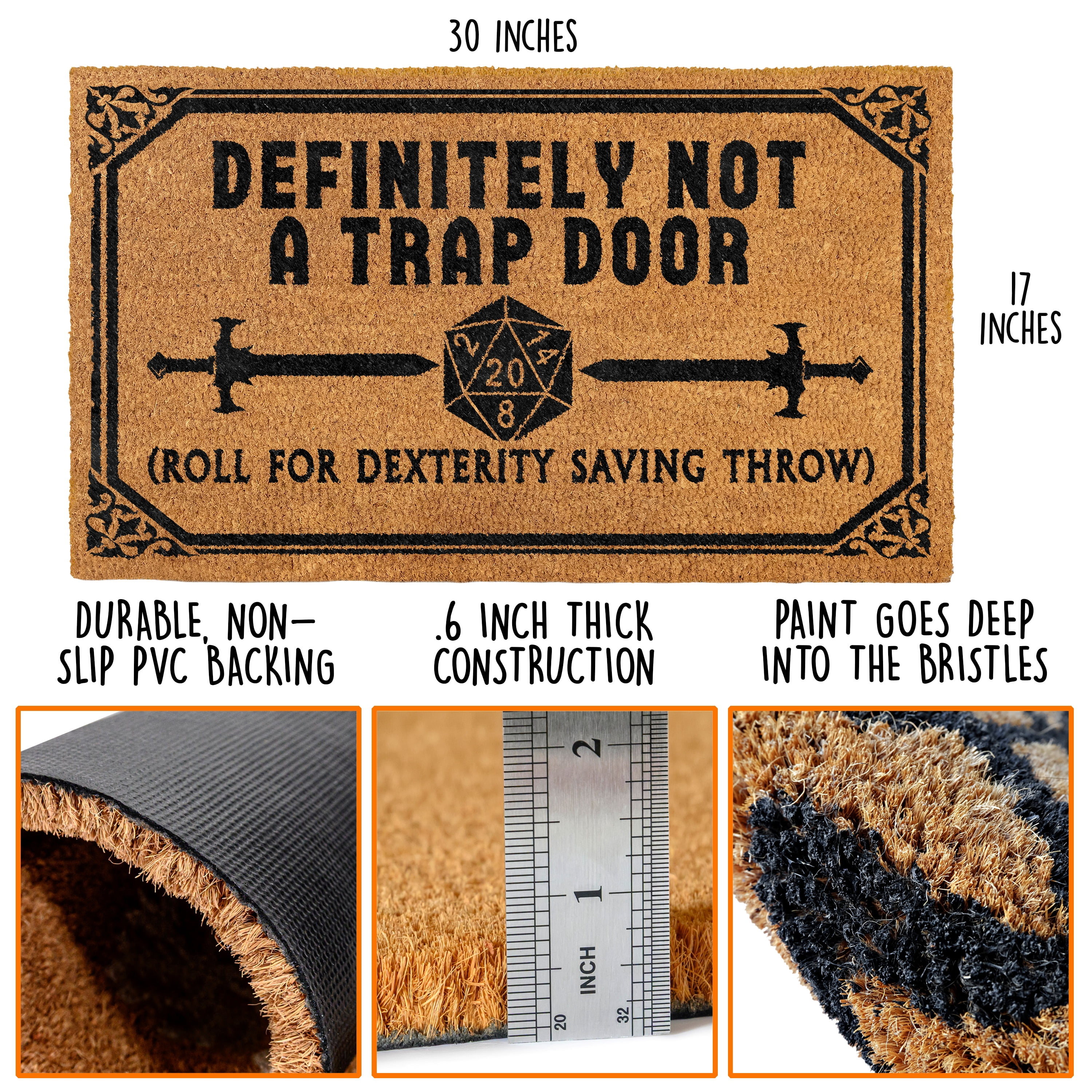 MAINEVENT Not a Trap Doormat 30x17 Inch, Funny Outdoor Welcome Mat for Outside