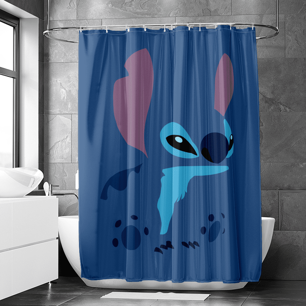 Stitch Shower Curtain Fantastic Washable Casual Bath Curtain for Family for Shower Stall with 12 ...