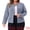 Blue, variant on Women's Plus Size Blazer Collarless Long Sleeve Open Front Jacket 1X Black White
