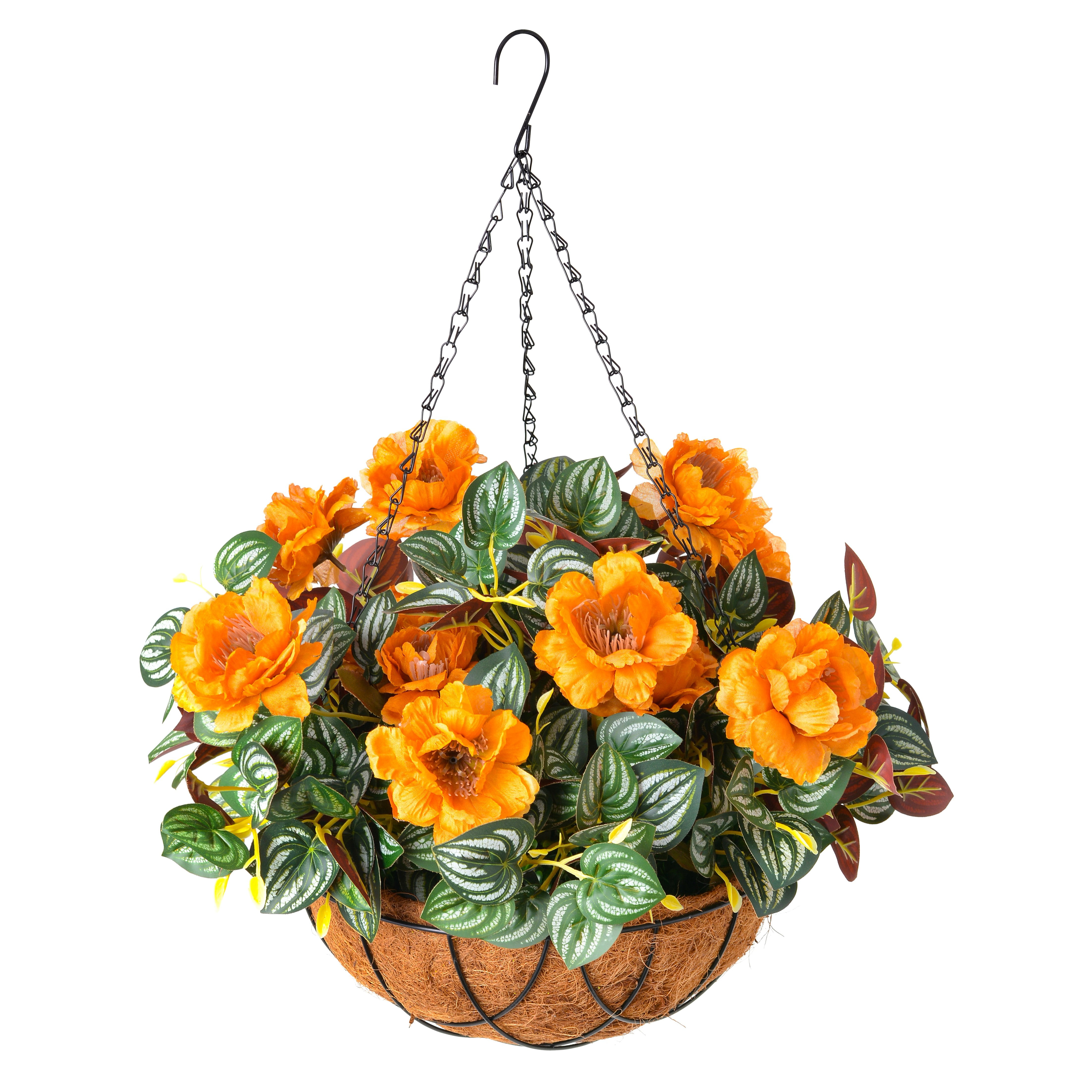 INXUGAO Orange Artificial Silk Gardenia Flowers in 12 inch Coco Lining