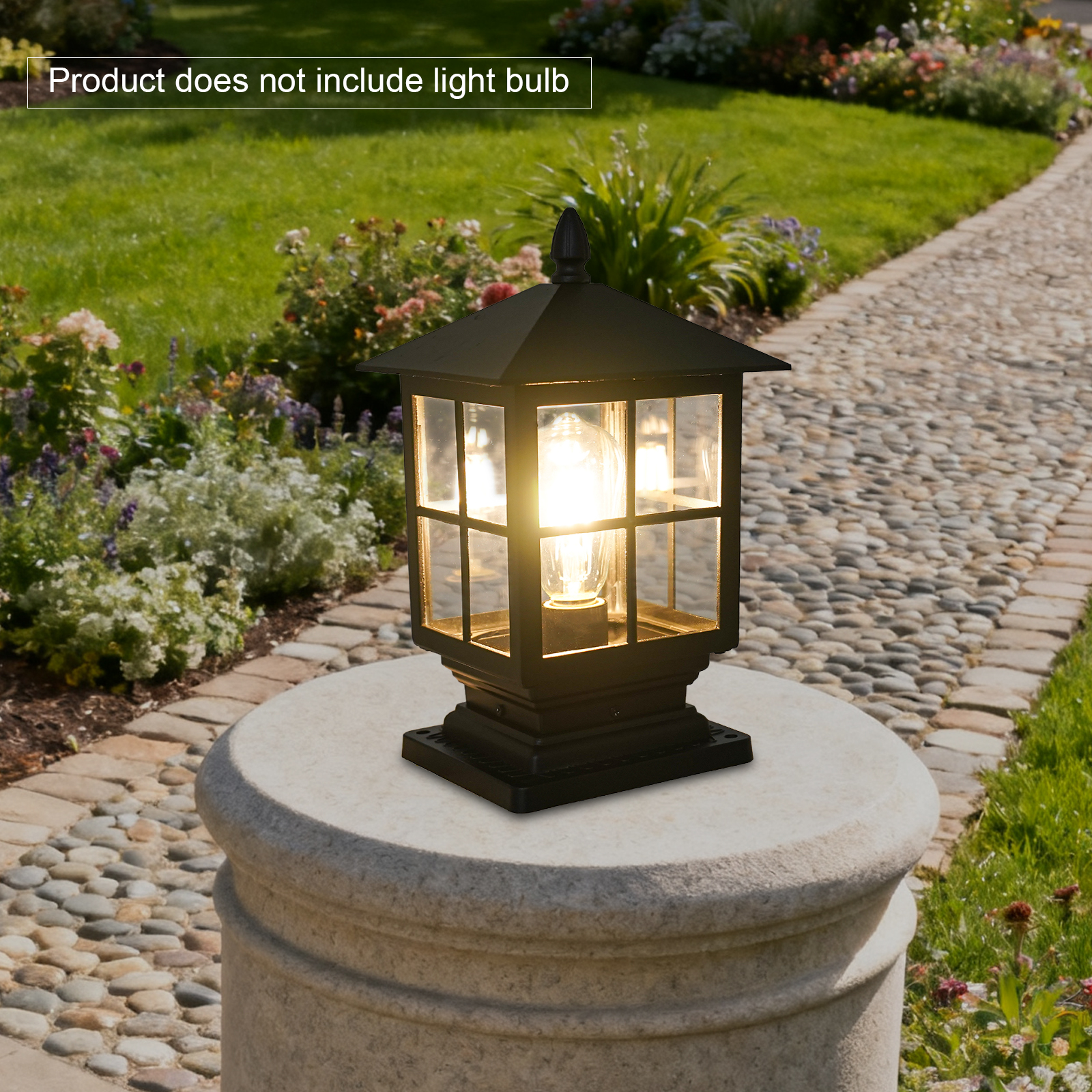 Peakora Retro Style Post Light Aluminum Alloy Post Light, Outdoor Post Lantern Landscape Post Lamp for Bedrooms, Cafes, Stores