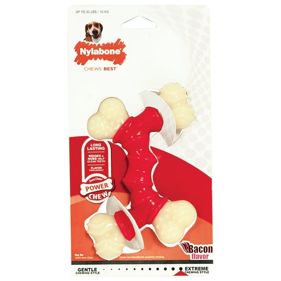 Nylabone Power Chew Double Bone Bacon Dog Chew Toy Medium (1 Count)