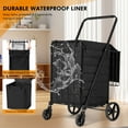 thumbnail image 3 of Naipo Folding Shopping Cart with Wheels and Double Basket Folding Utility Shopping Cart with Waterproof Removable Lining Portable Lightweight Trolley 180 LBS Capacity for Grocery Laundry, 3 of 10