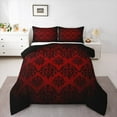 thumbnail image 4 of jejeloiu Damask Print Full Size Comforter Sets,Gothic Flower Bedding Comforter Set,Black Red Bedding Sets,Breathable Bedroom Decorative Reversible,3-Piece, 4 of 8