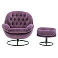 thumbnail image 3 of Recliner Sofa Chair with Ottoman, Leisure Upholstered Chair with Footrest for Small Space, Lazy Chair Velvet Corner Chair with Metal Leg, Purple, 3 of 7
