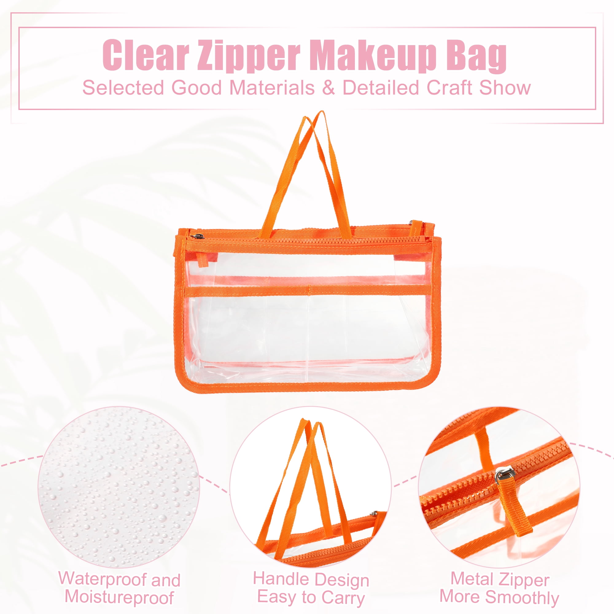 Unique Bargains 1Pc Clear Waterproof Polyvinyl Chloride Toiletry Bag Waterproof Orange