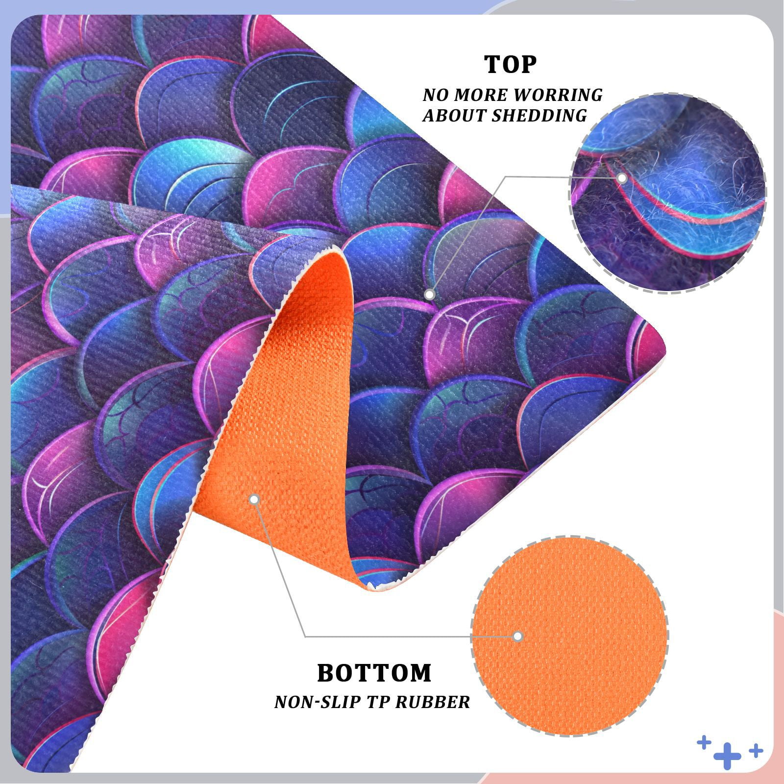 JSTEL Gradient Mermaid Print Neno Front Door Mat Outside Entrance 32x20 Inch Doormat for Outdoor Indoor Washable Non Slip Floor Mats