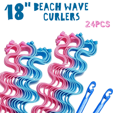 24 Pack Magic Hair Curlers Beach Wave Professional Hair Style Tools Accessories,No Heat No Damage to Hair 18
