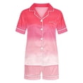 thumbnail image 4 of Nmnitkp Pajamas for Women Set Soft and Friendly Skin Color gradient Womens Silk Satin Pajamas Short Sleeve Loungewear Two-Piece Sleepwear Button-Down Pj Set S-XXL, 4 of 5