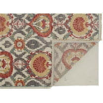 HomeRoots 513116 12 x 15 ft. Orange & Gray Wool Floral Hand Knotted Stain Resistant Rectangle Area Rug