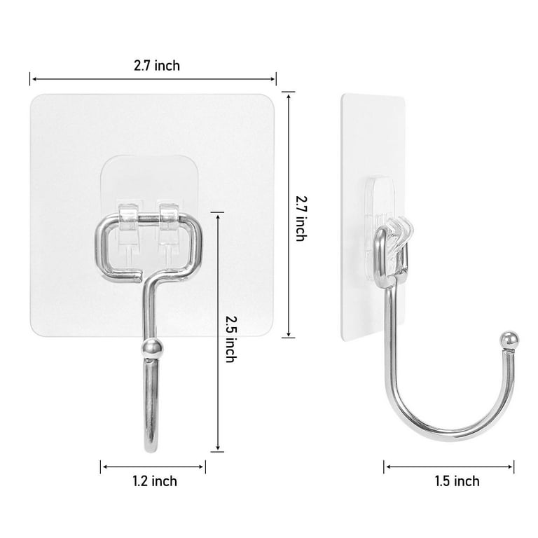 16Pack Large Adhesive Hooks 30Ib(Max), Waterproof and Rustproof