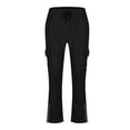 thumbnail image 6 of Dagugfen Mens Pants Fall Winter Flare Leg Elastic Waist Drawstring Side Zipper Casual Cargo Sports Pants Pockets, 6 of 8