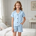 thumbnail image 2 of Xudanell Baby Girls Toddlers Baby Girls' 2-Piece Coat Style Pajama Short Set (12-18 Months,Blue), 2 of 4