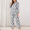 thumbnail image 2 of Hirioo Blue Leaves for Women's Pajama Sets 2 Piece Pjs Women's Long-Sleeved Pajama Set Button Down Sleepwear,S-XXL-X-Large, 2 of 7