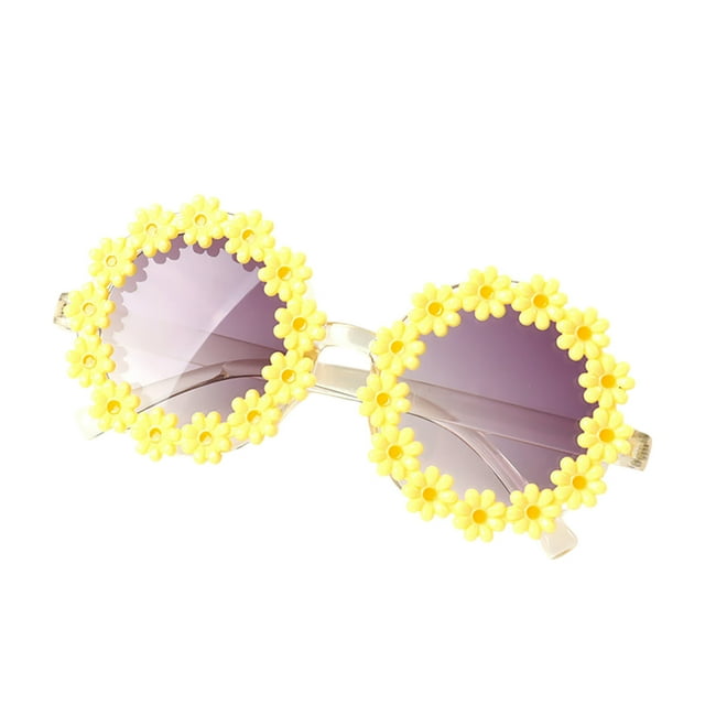 Glasses Cycling Round Flower Sunglasses for Outdoor Beach Use Boys Girls Lightweight Foldable Rounded Flower Frame Sunglasses for All Ages