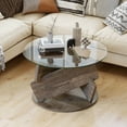 thumbnail image 4 of Costway Table Basse Ronde en Verre 32 Pouces Table Centrale Moderne avec Dessus en Verre Trempé Clair, 4 of 10