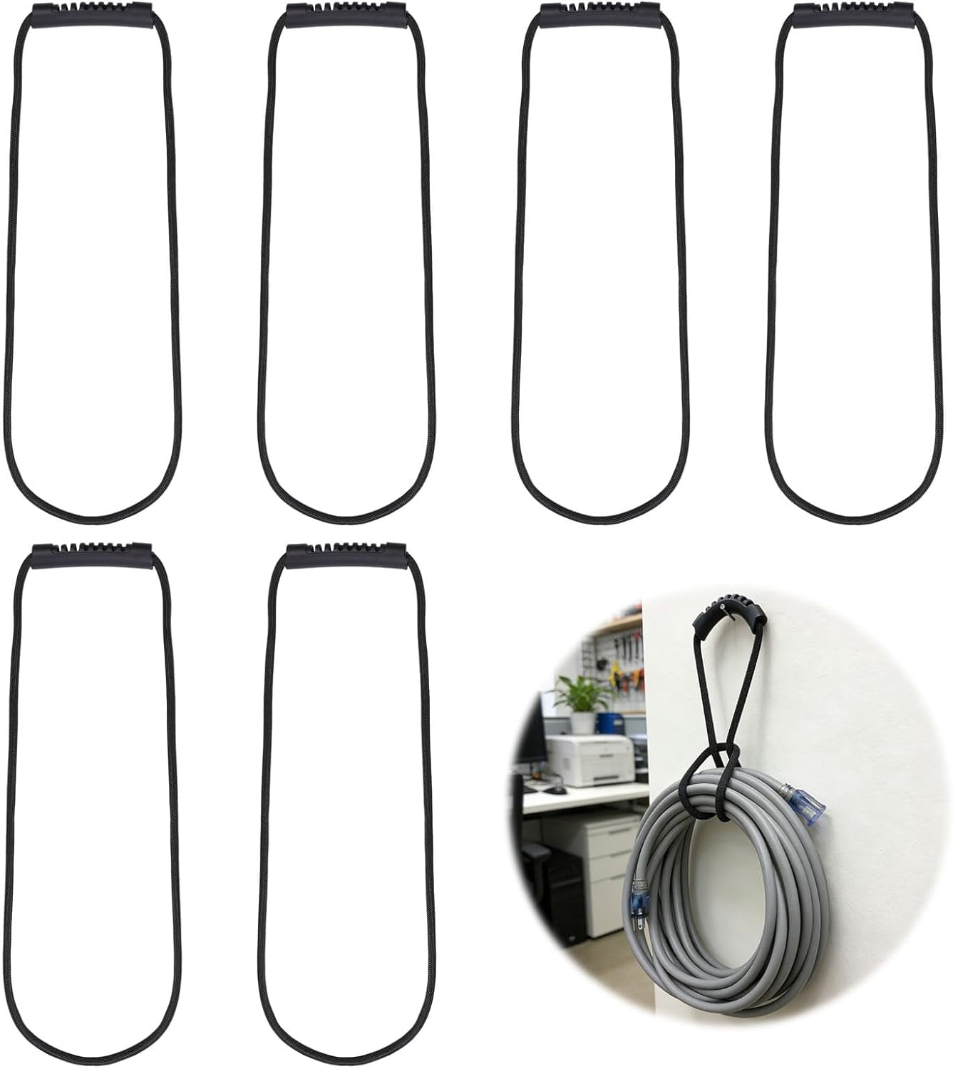 FEFEFW-6 Pack Loop-It Storage Straps 47 Inch Extension Cord Storage Straps Loop Hanger Organizer for Cable Management, Pool Hoses, Garden Hoses, Roap
