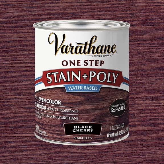 Black Cherry, Varathane One Step Interior Wood Stain   Polyurethane, Semi-Gloss -384367, Quart