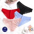 thumbnail image 2 of TrowBridge-Conjunto de bragas de 10 piezas para mujer, ropa interior femenina de encaje dulce, lencería Sexy ahuecada, calzoncillos de satén de seda suave, calzoncillos acogedores, 2 of 4