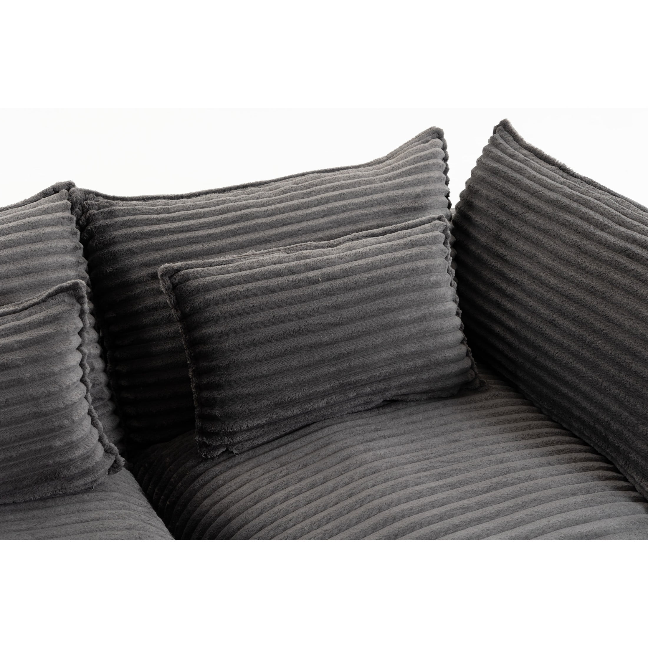 GDF Studio Lunas 102.3" Oversized Modular Corduroy Cloud Sectional Sofa, 3-Seat Comfy Couches with Ottoman, Grey