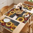 thumbnail image 5 of Flowers Placemats Set of 2, Watercolor Yellow Sunflower Red Chrysanthemum Floral Butterfly Black Non-Slip Place Mats Washable Table Mats for Kitchen Dining Table Decorations Indoor/Outdoor, 5 of 9
