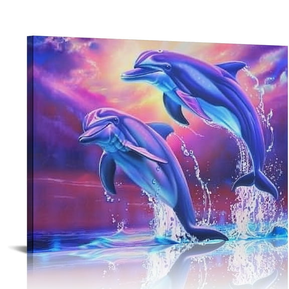Autua Dolphins Wall Art Canvas Home Decor for Living Room Bedroom 20x16in