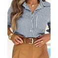 thumbnail image 3 of SMZ Striped Button Down Shirts for Women Dress Shirts Long Sleeve Casual Collared Office Work Shirt with Pocket, 3 of 4