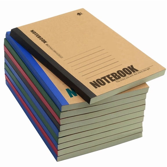 A5 Lined Composition Notebook, 80 Pages, Wide Ruled, Rainbow Spine, Glue Binding for Office Home (40 Sheets)