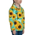 thumbnail image 3 of Kll Unisex Kids Boys Girls Hooded Pocket Pullover Hoodies-Yellow Sunflowers With Green Leaves, 3 of 9