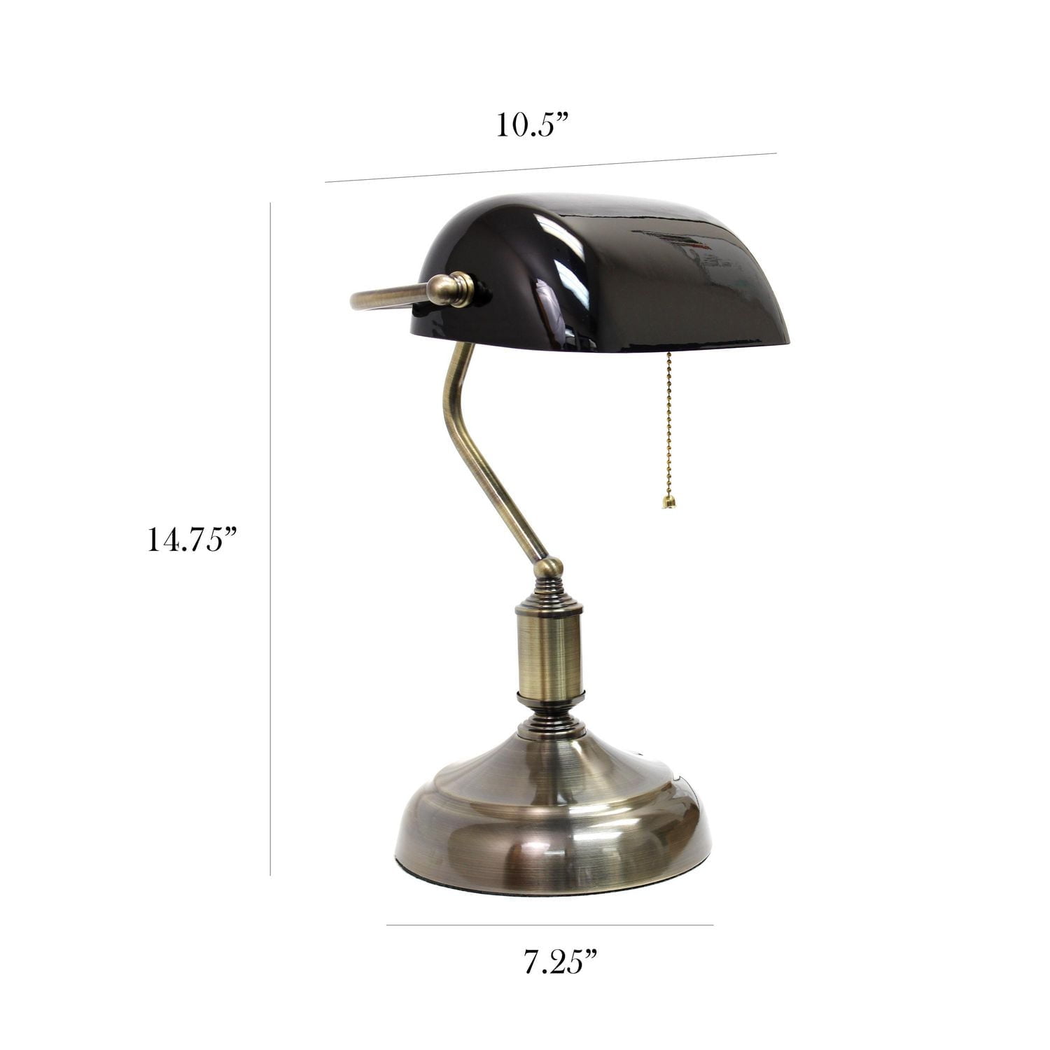 Lampe de bureau Simple Designs avec abat-jour en verre, noire
