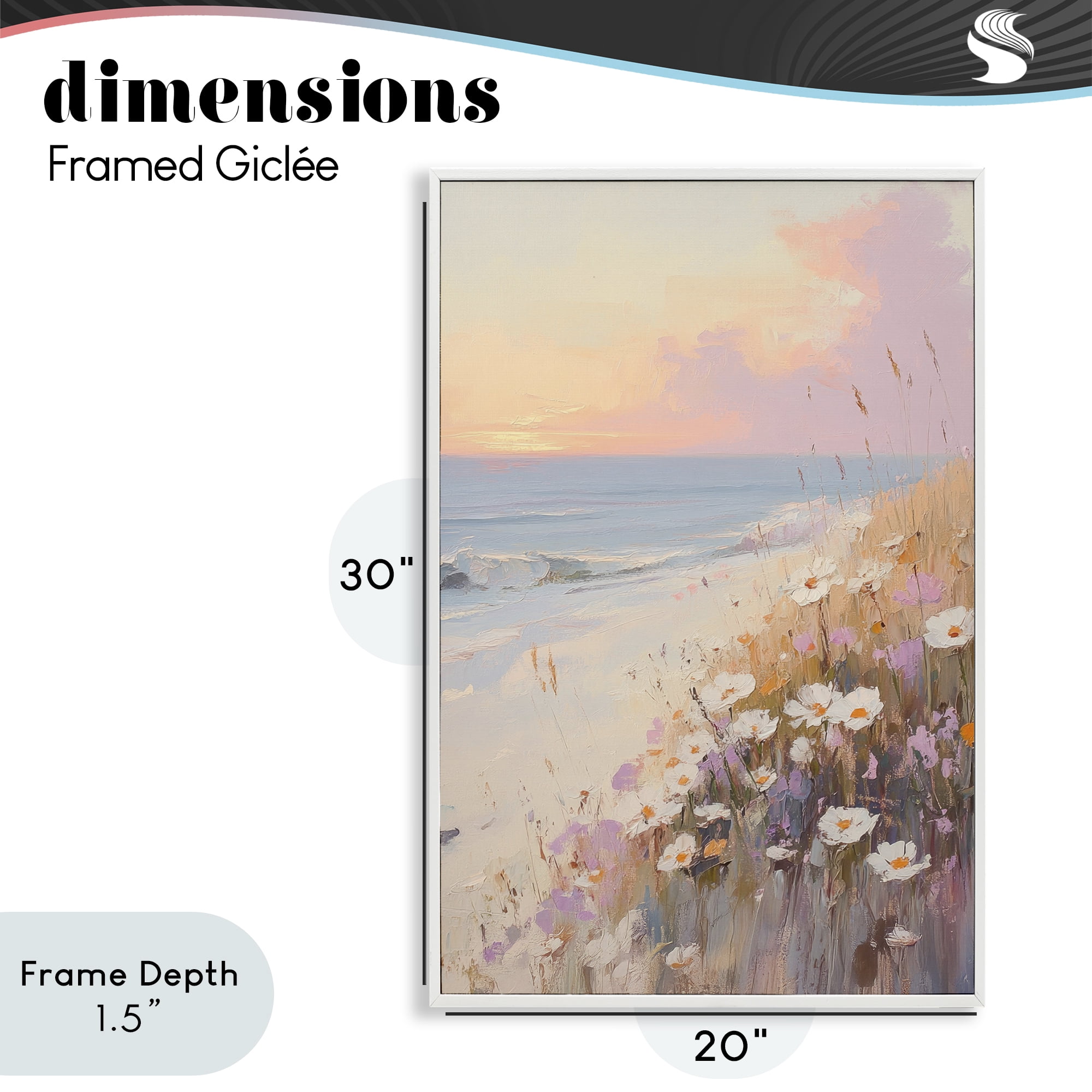 Stupell Industries Pastel Sunset Wildflowers By Sea White Framed Giclee Art, design by Sisi and Seb
